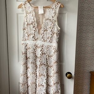 Adrianna Papell Illusion Floral Lace Fit & Flare Dress (Regular & Petite) NWT
